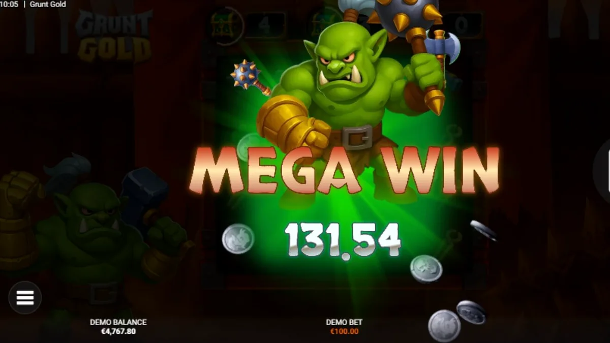 Tampilan visual slot Grunt Gold dengan tema orc dan harta karun